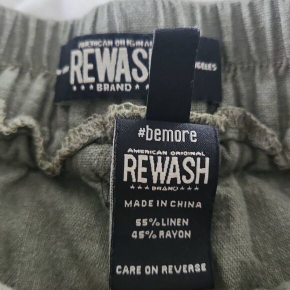 Rewash Brand Women's Size Large Olive Green Linen Blend Pull On Shorts - Picture 4 of 4